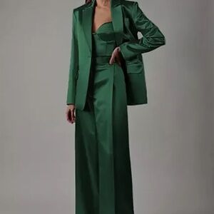Dante Two Piece Suit Set - Silk Dark Green